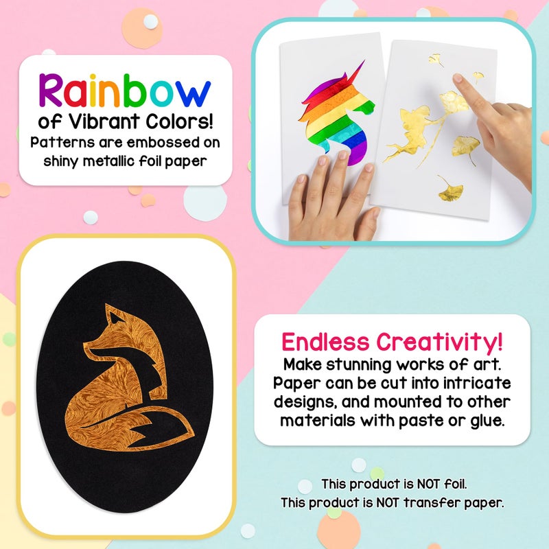 Hygloss Embossed Metallic Foil Paper - 30 Sheets Embossed Metallic Foil Paper - 8.5x10 Inches - Ideal Foil Papers for Crafts - Shiny Craft Paper Sheets - Image 5